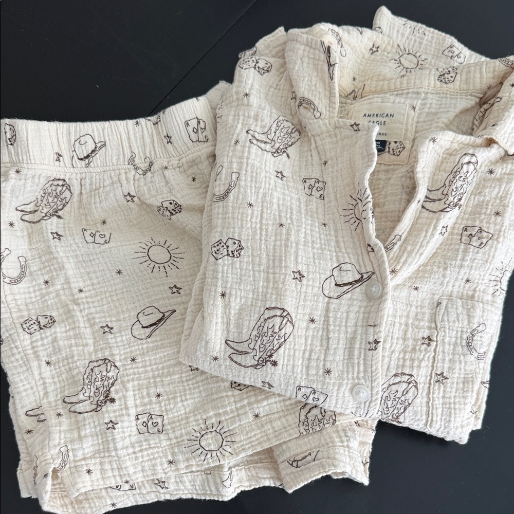 American Eagle Cream Pajama Set